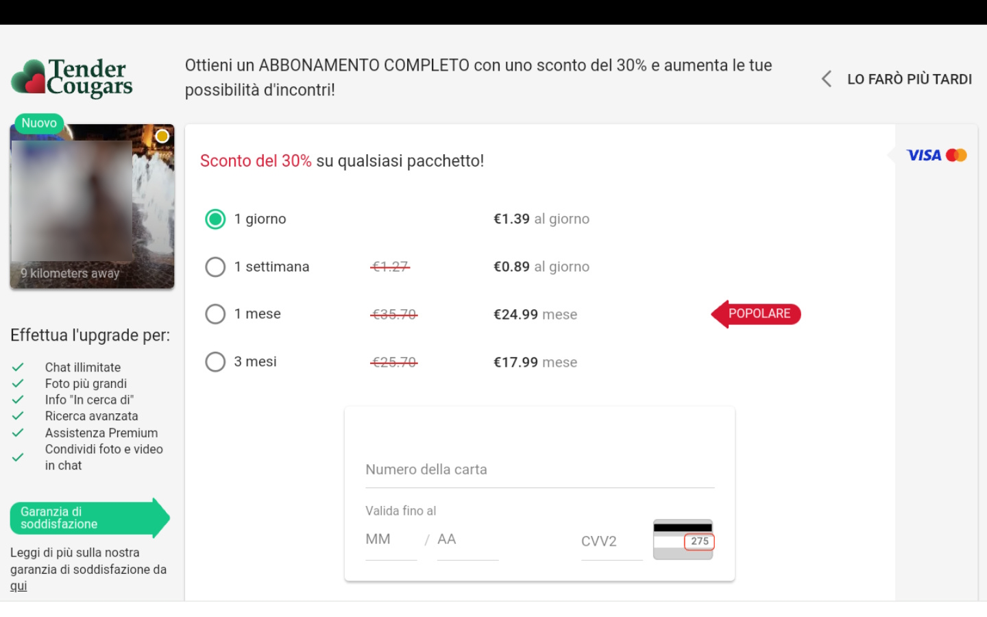 TenderCougars.com costi